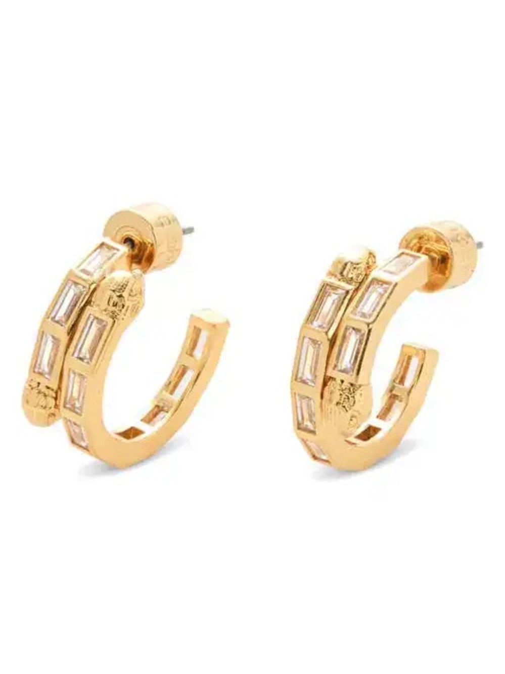 Kurt Geiger Baguette Crystal Hoop Eagle Head Earrings Gold NWT